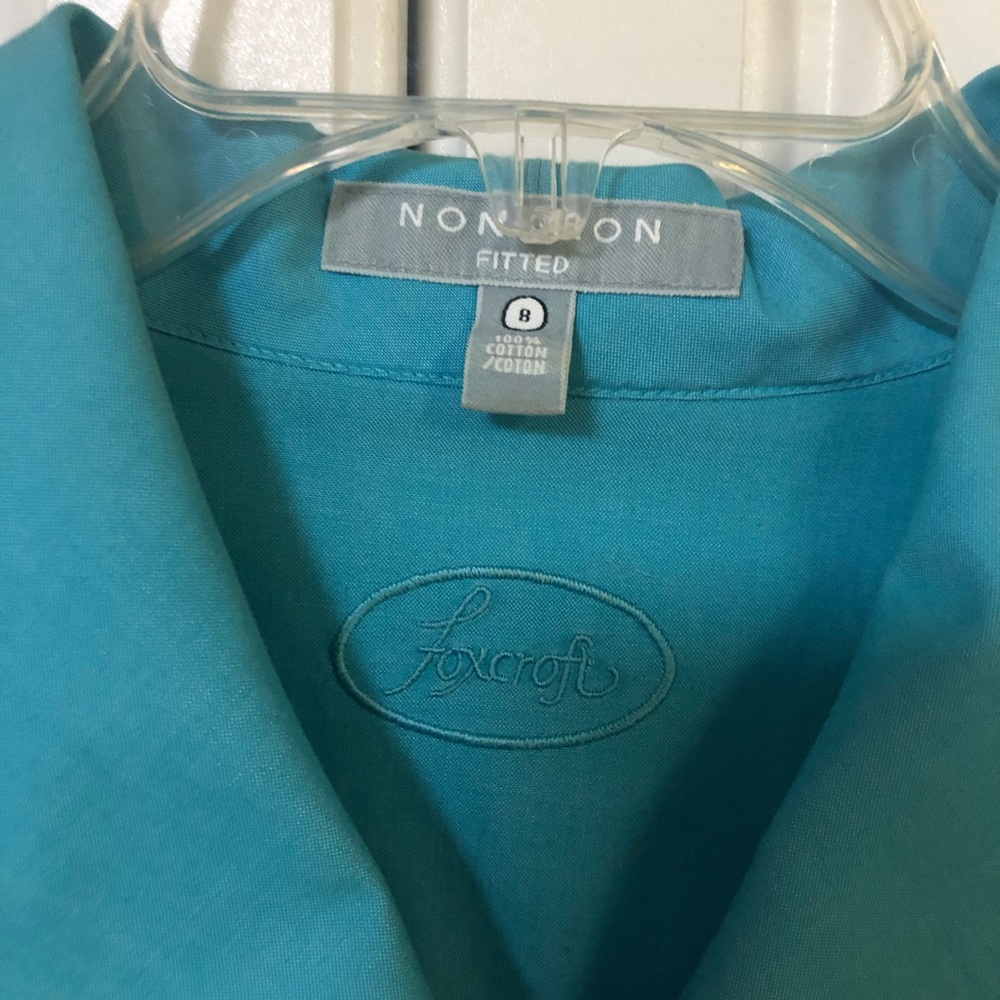 Foxcroft teal button down - Picture 3 of 7